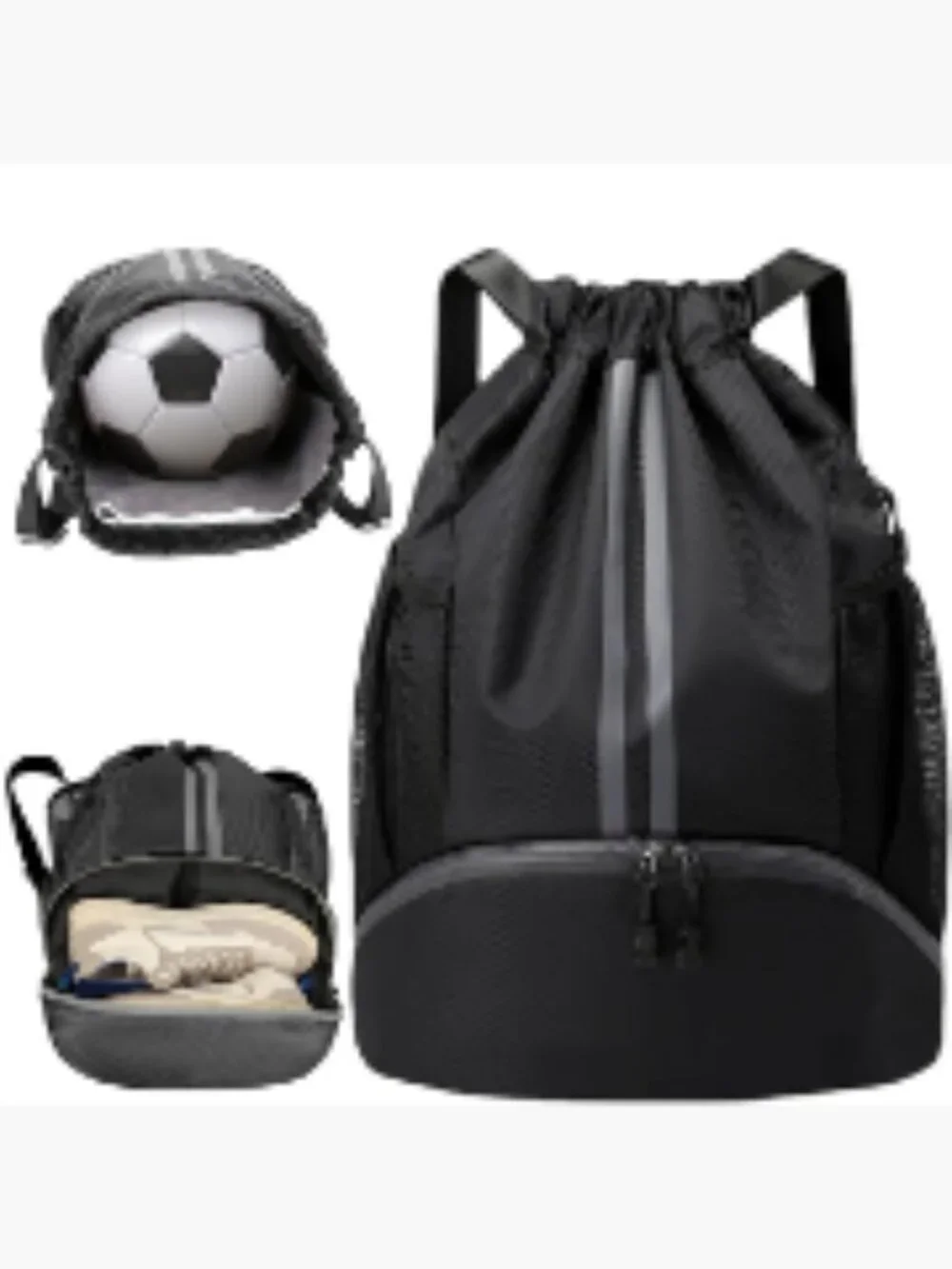 Waterproof Drawstring Gym Sack with Shoe Compartment Wet Dry Separation